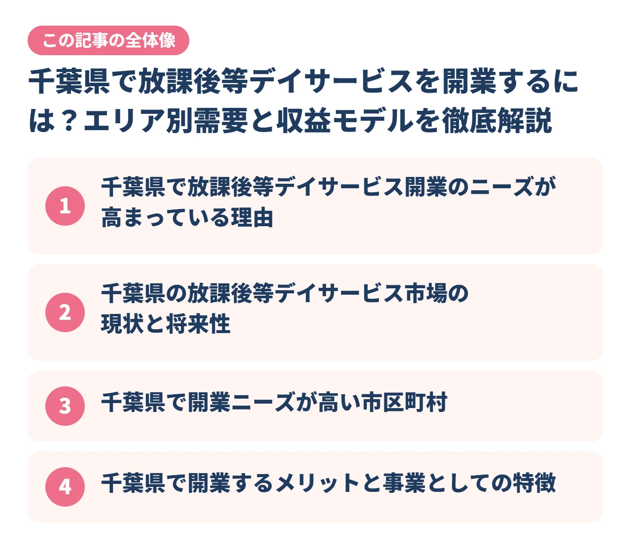 千葉県で放課後等デイサービスを開業するには？エリア別需要と収益モデルを徹底解説｜この記事の全体像