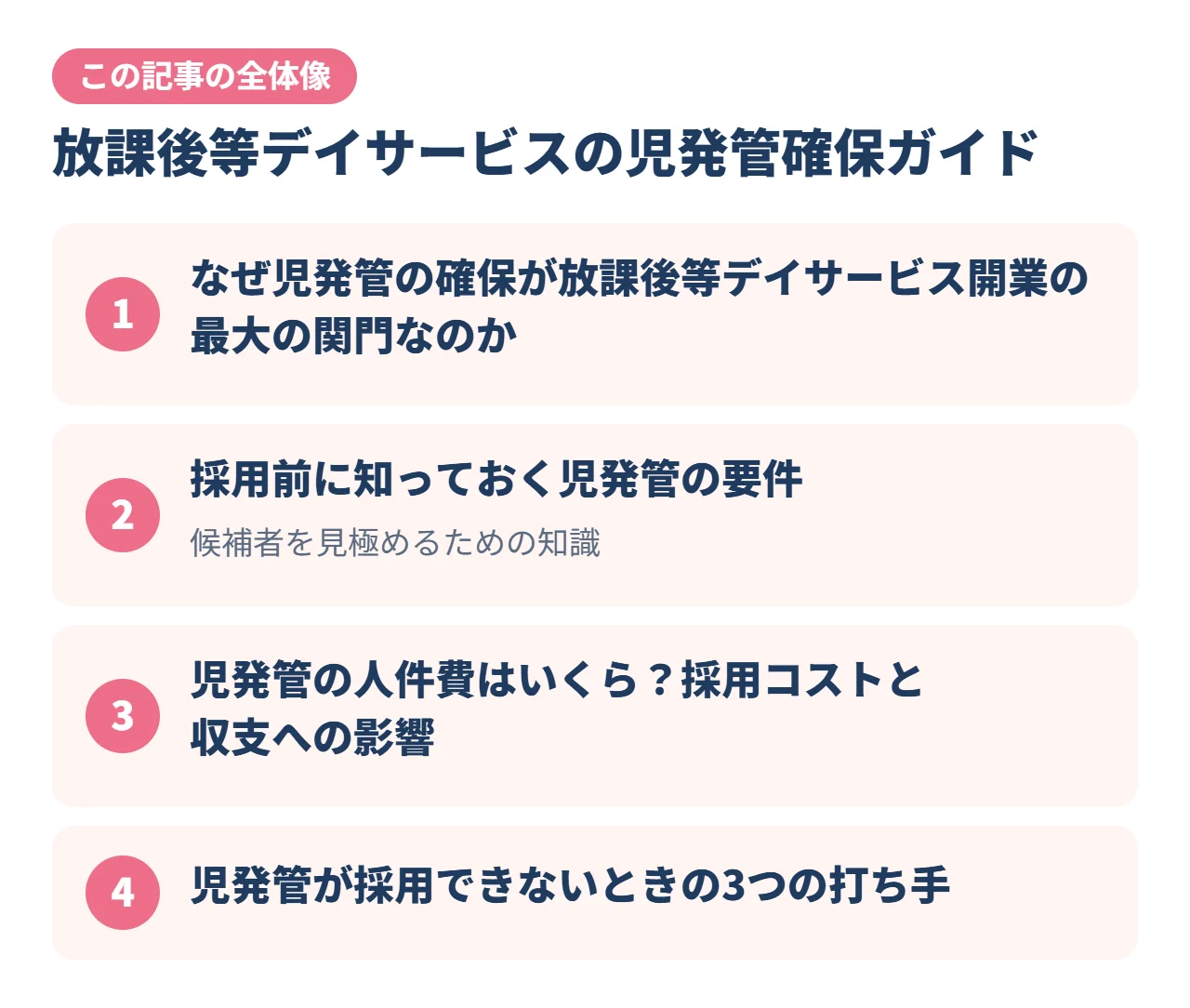 放課後等デイサービスの児発管確保ガイド｜この記事の全体像