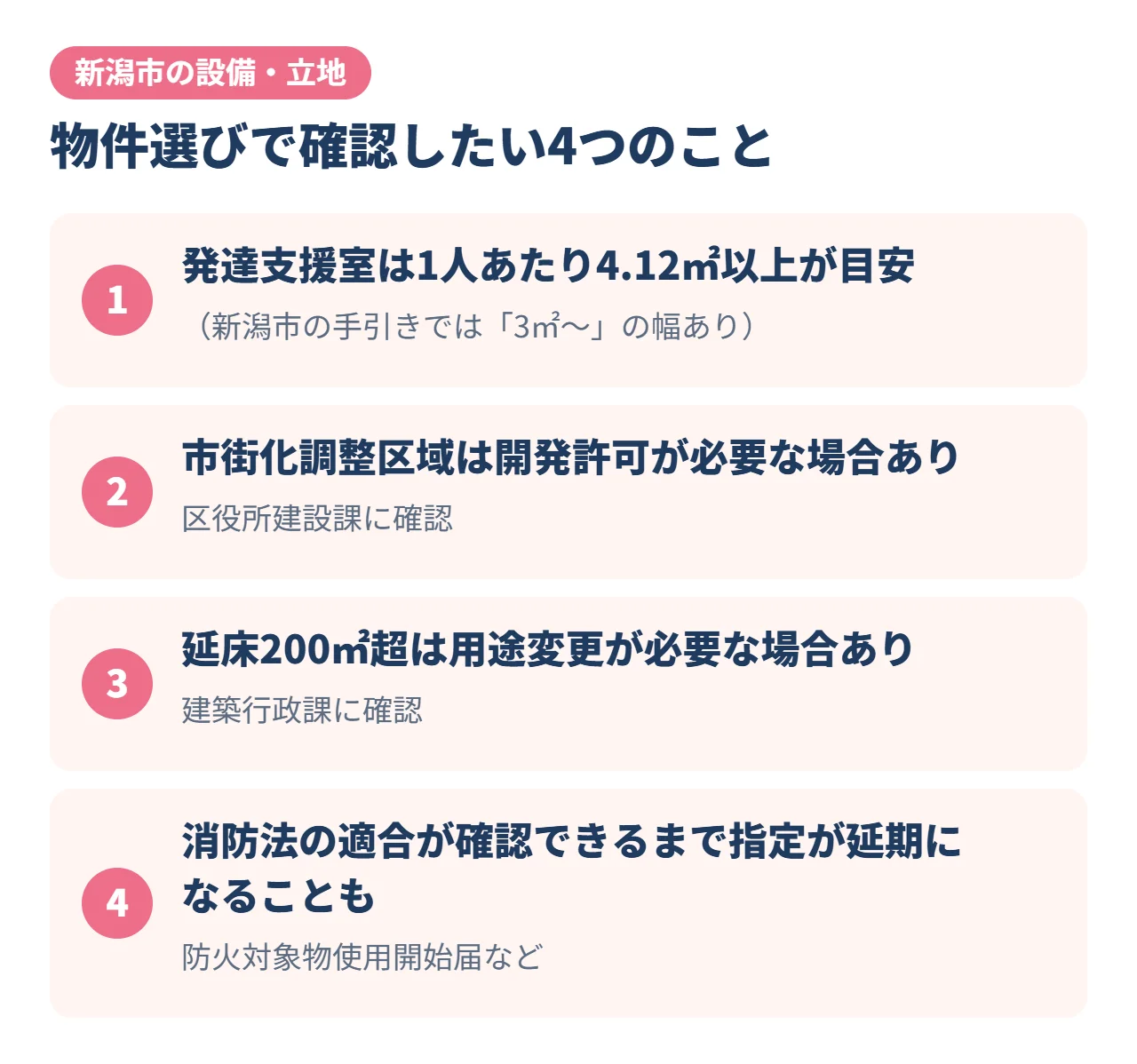 新潟市で放課後等デイサービスの物件を選ぶときの確認事項