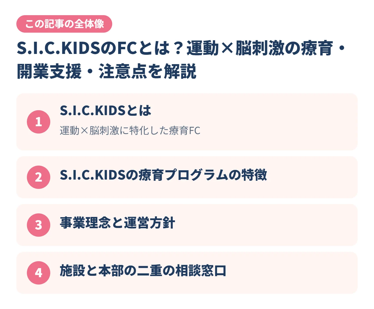 S.I.C.KIDSのFCとは？運動×脳刺激の療育・開業支援・注意点を解説｜この記事の全体像